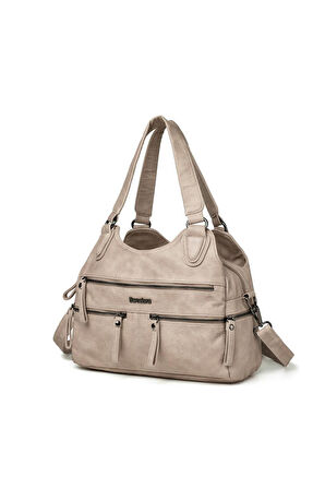 Yıkama Deri Omuz Askılı Kadın Çantası 21K Barcelona 1932