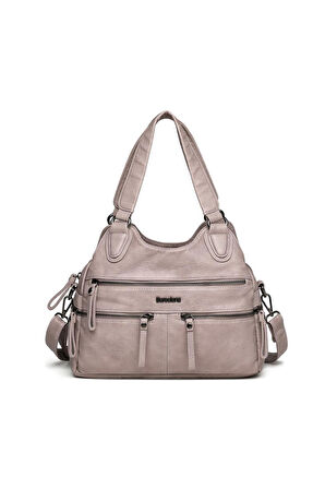 Yıkama Deri Omuz Askılı Kadın Çantası 21K Barcelona 1932