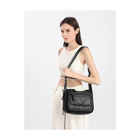 Yıkama Deri Postacı Askılı Kadın Çantası 21-K Barcelona 1934
