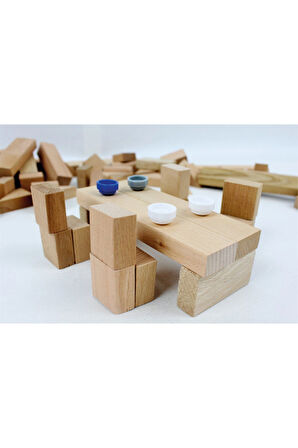 Ahşap Blok 60 Parça Yatay Kutulu