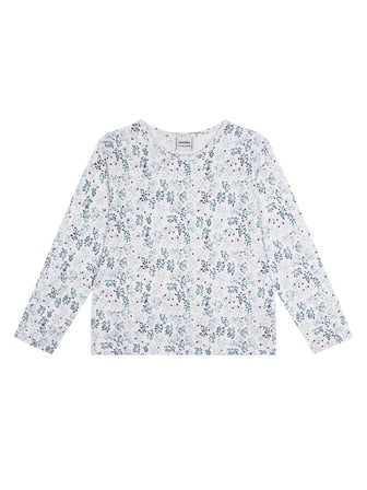 Organik Beyaz Uzun Kollu Kız Çocuk Pijama Takımı