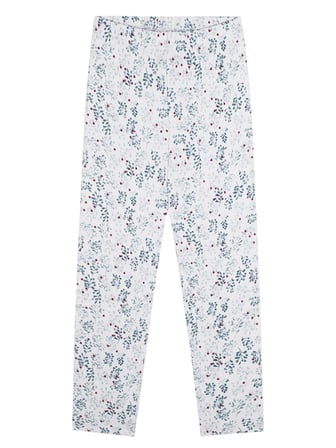 Organik Beyaz Uzun Kollu Kız Çocuk Pijama Takımı