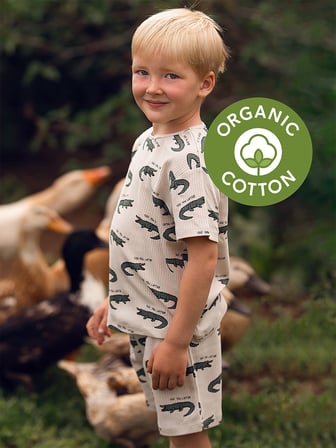 Timsah Kısa Kollu Tshirt Şort Pijama Takımı