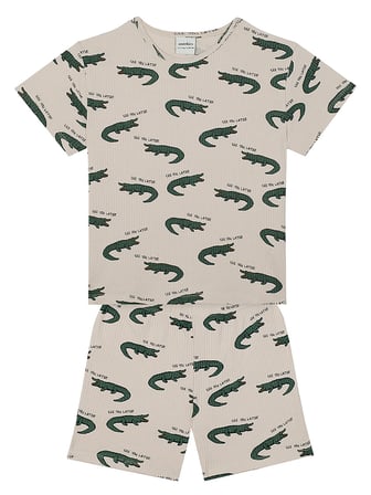 Timsah Kısa Kollu Tshirt Şort Pijama Takımı