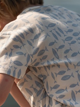 Balık Kısa Kollu Tshirt Şort Pijama Takımı