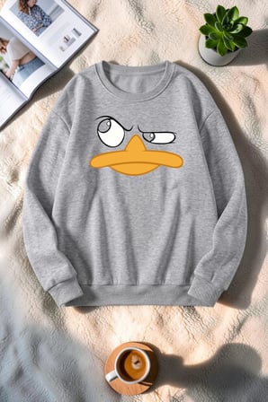 Unisex Duffy Baskılı Bisiklet Yaka Sweatshirt