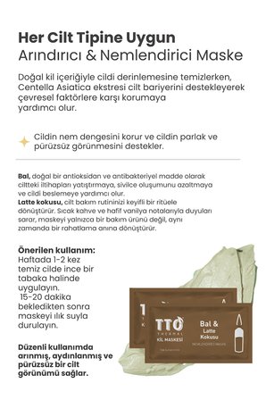 TTO Thermal Kil Maskesi Bal Ve Latte Kokusu Nemlendirici Maske