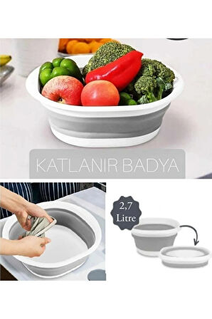 Katlanılabilir Kare Badya 2.7 Litre Lüks Badya Bulaşıklık Sebze Meyve Yıkama 25x25cm