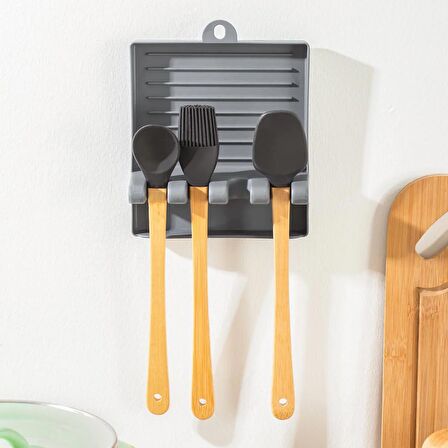 Porsima ORG-85 Kaşık ve Kapak Tutucu - Kapak Standı Kaşık Kepçe Altlığı Düzenleyici Organizer - Antrasit