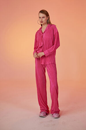 Beli Lastikli Esnek Comfy Pantolon Pembe