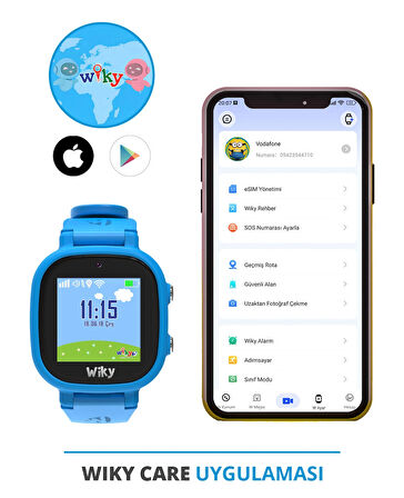 Wiky Watch 5E eSim'li Akıllı Çocuk Saati Görüntülü ve Sesli Arama, GPS, SOS, Konum Takibi (Turkcell eSIM)