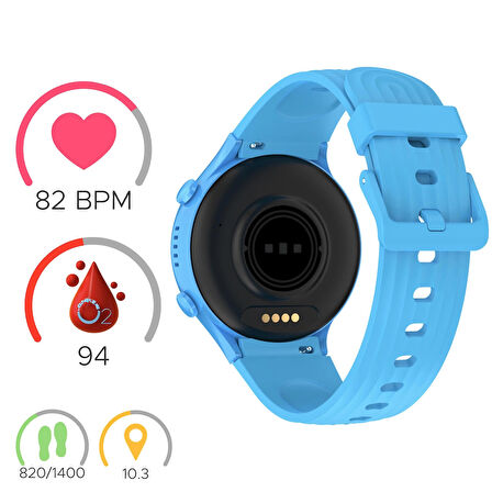Wiky Watch 5S Akıllı Çocuk Saati - Görüntülü Arama, Gps, Sos, Sağlık Takibi, Güvenli Alan Mavi
