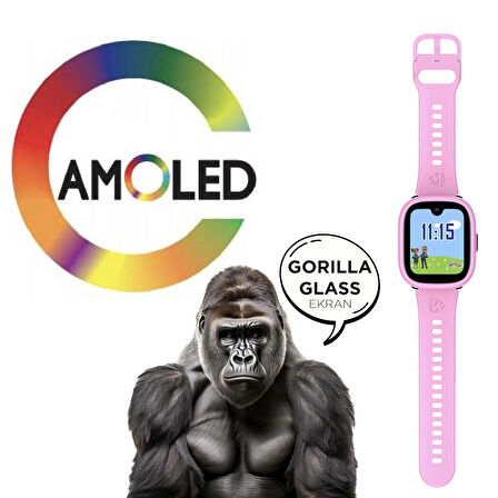 Wiky Watch 5 Plus Akıllı Çocuk Saati - Görüntülü Arama, Gps, Sos, Sağlık Takibi, Güvenli Alan Pembe