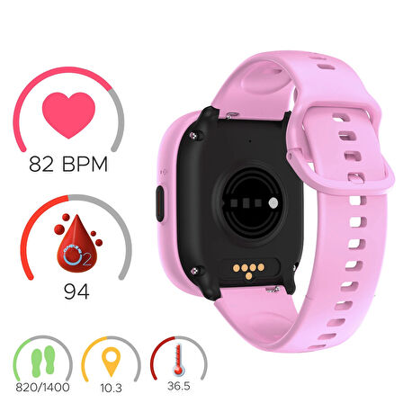Wiky Watch 5 Plus Akıllı Çocuk Saati - Görüntülü Arama, Gps, Sos, Sağlık Takibi, Güvenli Alan Pembe