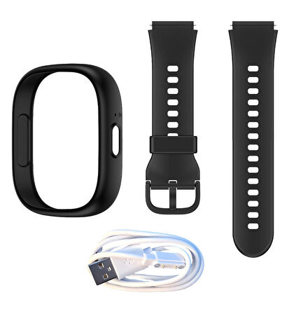 Wiky Watch 5 Plus Siyah Kasa Kordon Set + Şarj Kablosu & Adaptör