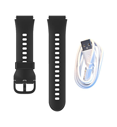 Wiky Watch 5 Plus Siyah Kasa Kordon Set + Şarj Kablosu & Adaptör