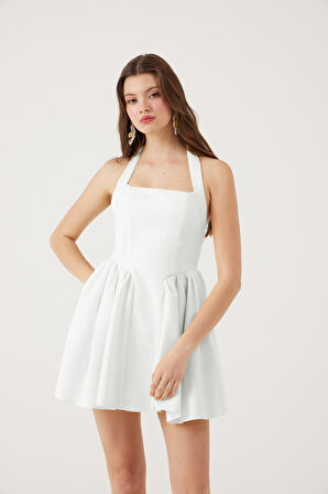 Cepli Mini Felici Elbise Beyaz