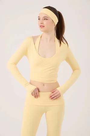 Bağlamalı Crop Kesim Ellen Bolero Sarı
