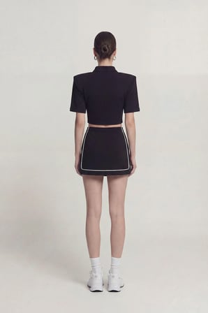 Vatkalı Polo Yaka Carolyn T-Shirt Siyah