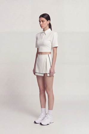 Vatkalı Polo Yaka Carolyn T-Shirt Beyaz