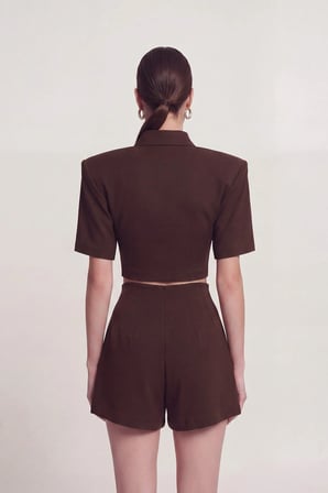 Vatkalı Polo Yaka Carolyn T-Shirt Kahve