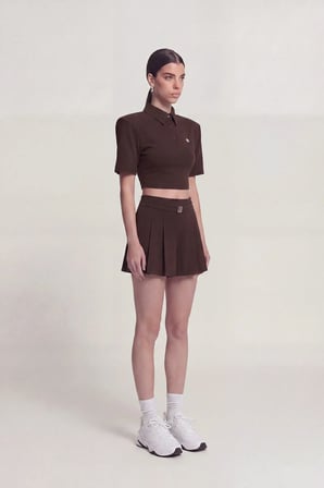 Vatkalı Polo Yaka Carolyn T-Shirt Kahve