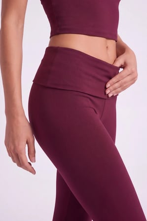 Beli Kıvrımlı Flare Ellen Tayt Pantolon Bordo