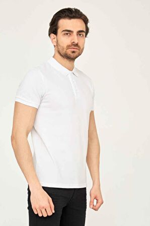 22YCEEO04613 Cazador 4613 Polo Yaka Slim Fit T-Shirt Beyaz