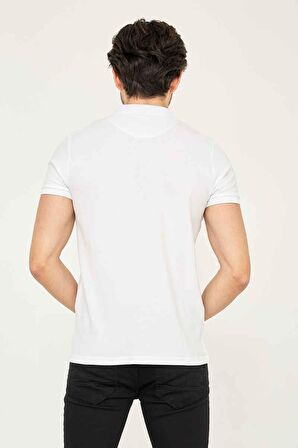 22YCEEO04613 Cazador 4613 Polo Yaka Slim Fit T-Shirt Beyaz