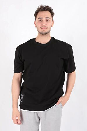 Cazador Erkek Over Size  B.Yaka t-shirt 4042 Siyah