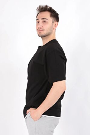 Cazador Erkek Over Size  B.Yaka t-shirt 4042 Siyah