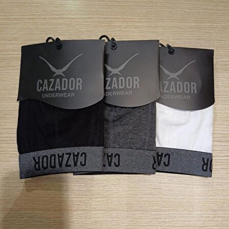 CAZ 9301 3'LÜ BOXER SİYAH-BEYAZ-GRI M BEDEN