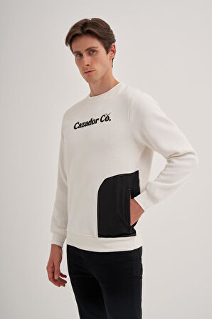 Cazador 3 İplik Şardonlu Sweatshirt 5028 Beyaz