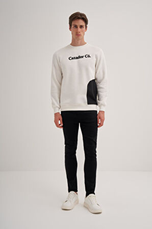 Cazador 3 İplik Şardonlu Sweatshirt 5028 Beyaz