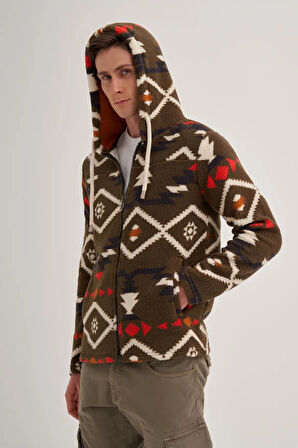 Cazador ERKEK PELUŞ SWEAT TAM FERMUAR HIRKA 5094 HAKİ