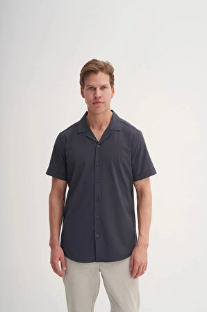 Cazador Regular Fit Kısa Kol Gömlek Antrasit