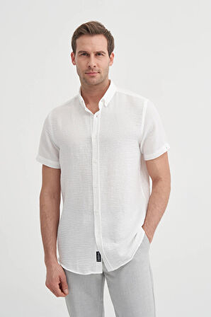 Cazador Slim Fit  Dar Kesim Kısa Kol Gömlek