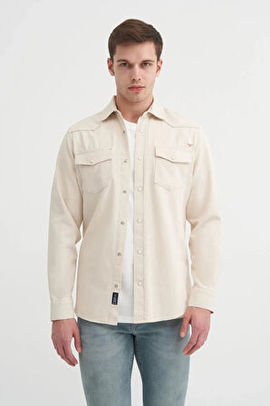 Cazador Regular Fit Pamuklu Cep Detaylı Uzun Kol Gömlek