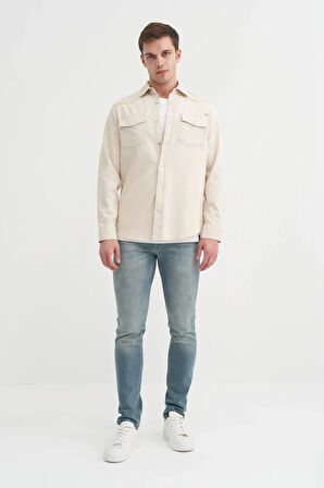 Cazador Regular Fit Pamuklu Cep Detaylı Uzun Kol Gömlek