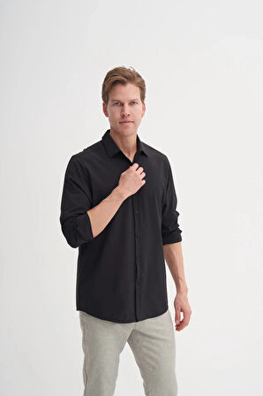 Cazador Regular Fit Dokuma Viscon Uzun Kol Gömlek