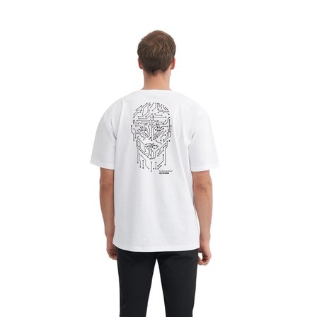 Erkek  Bisiklet Yaka Relax Fit Pamuklu Desenli Tişört 4018 