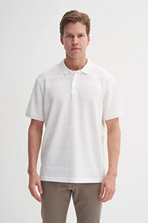 Cazador Polo Yaka Regular Fit Örme Çizgi Dokulu Tişört