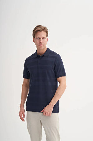 Cazador Polo Yaka Regular Fit Örme Çizgi Dokulu Tişört