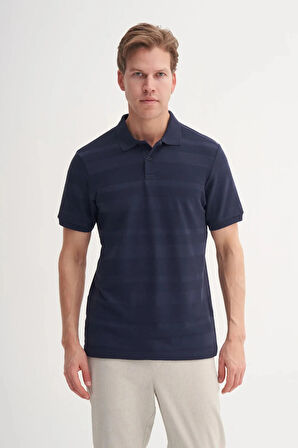 Cazador Polo Yaka Regular Fit Örme Çizgi Dokulu Tişört