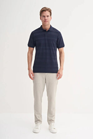 Cazador Polo Yaka Regular Fit Örme Çizgi Dokulu Tişört