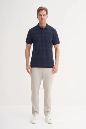 Cazador Polo Yaka Regular Fit Örme Çizgi Dokulu Tişört