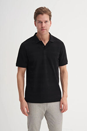 Cazador Polo Yaka Regular Fit Örme Çizgi Dokulu Tişört