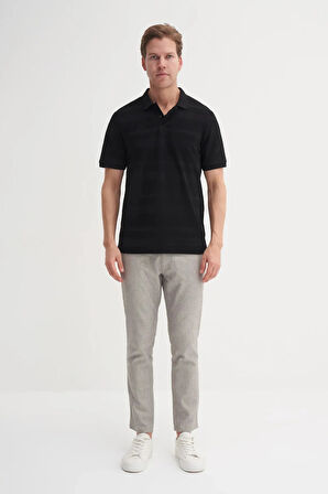 Cazador Polo Yaka Regular Fit Örme Çizgi Dokulu Tişört