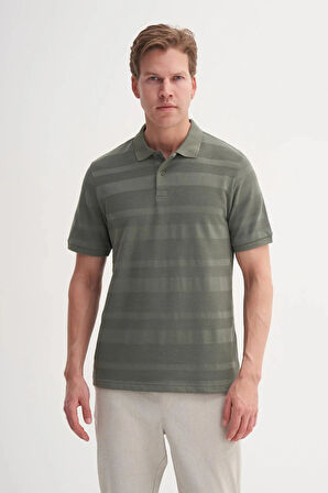 Cazador Polo Yaka Regular Fit Örme Çizgi Dokulu Tişört