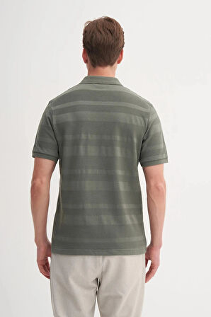 Cazador Polo Yaka Regular Fit Örme Çizgi Dokulu Tişört